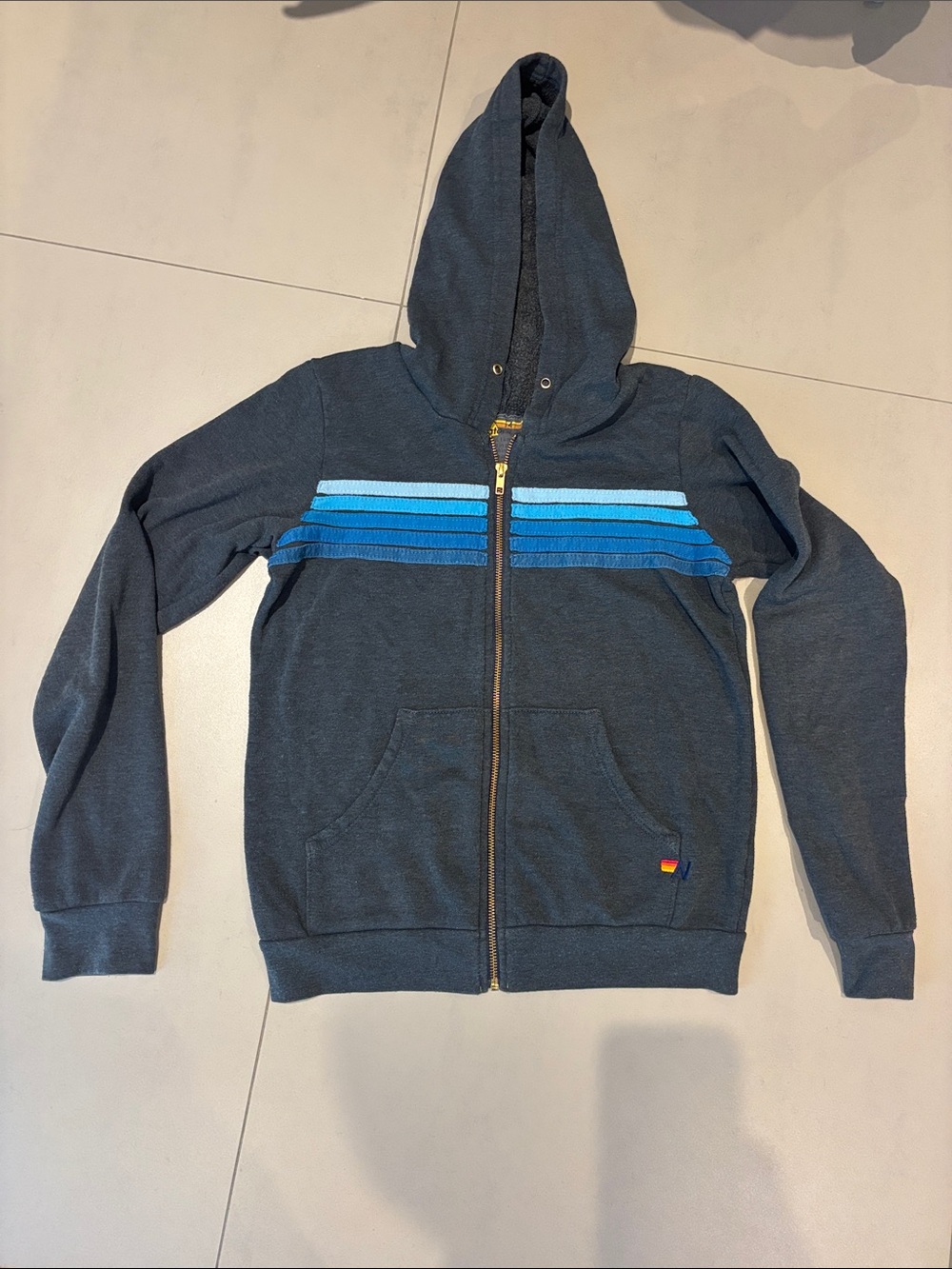 Aviator nation kids Dark blue Zip Hoodie with 5Stripe Detail
